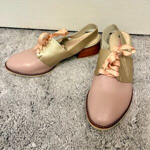 Chic Pink and Gold Leather Women's Mules